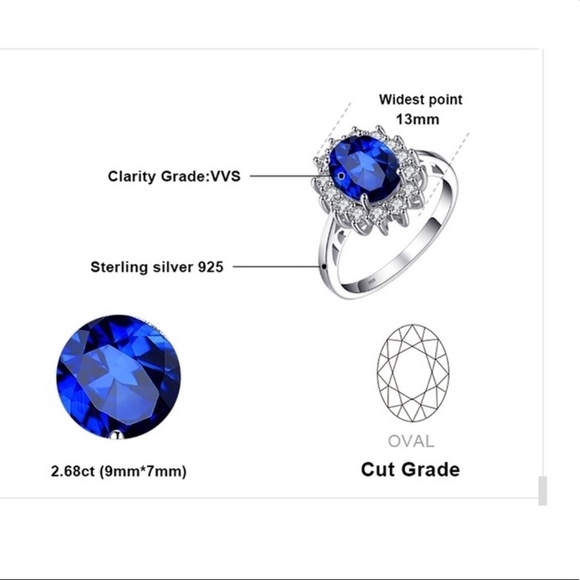 Beautiful Blue Sapphire Wedding / Engagement Ring - Picture 2 of 3